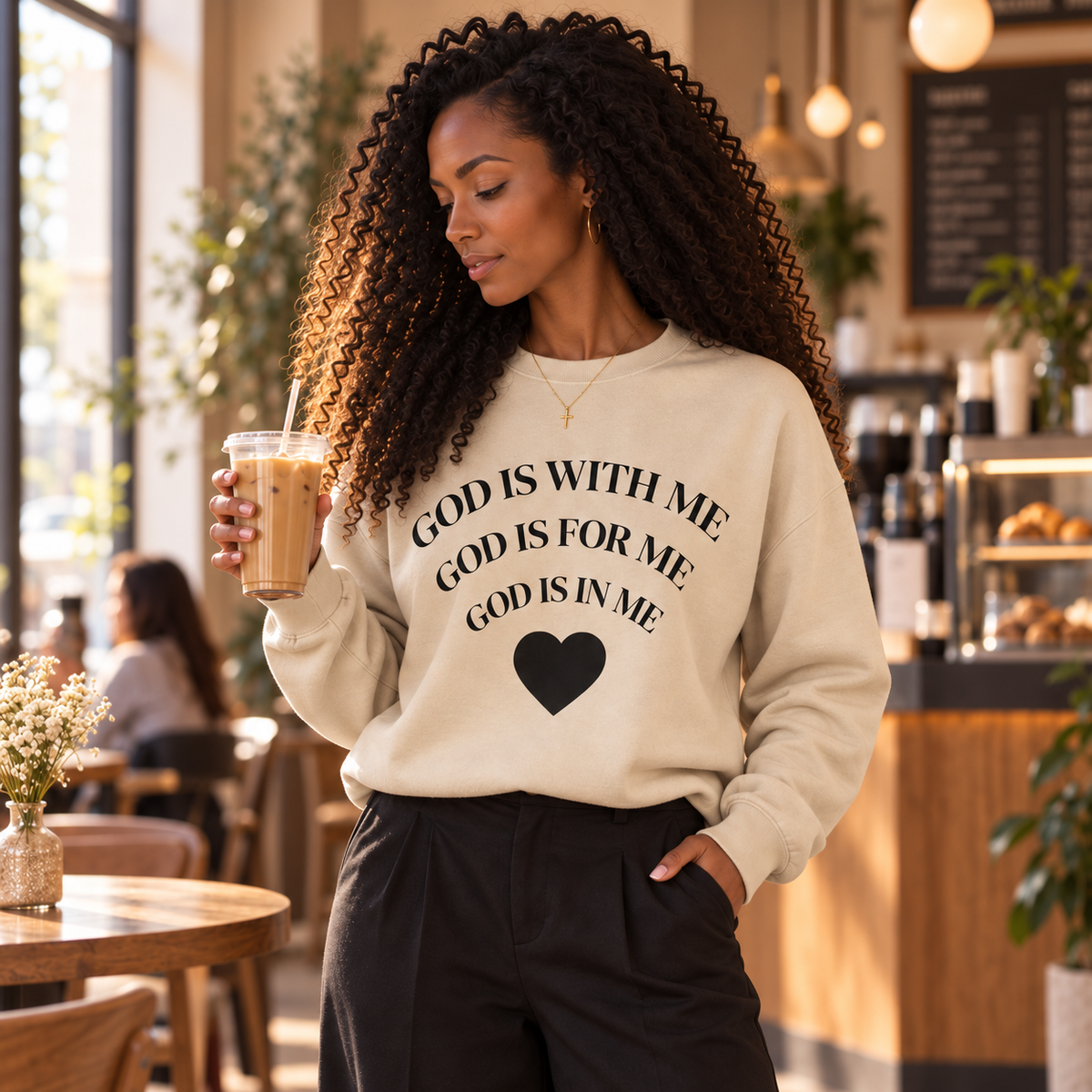 God Is With Me Christian Sweatshirt | Cozy Faith Crewneck | Christian Gift for Her