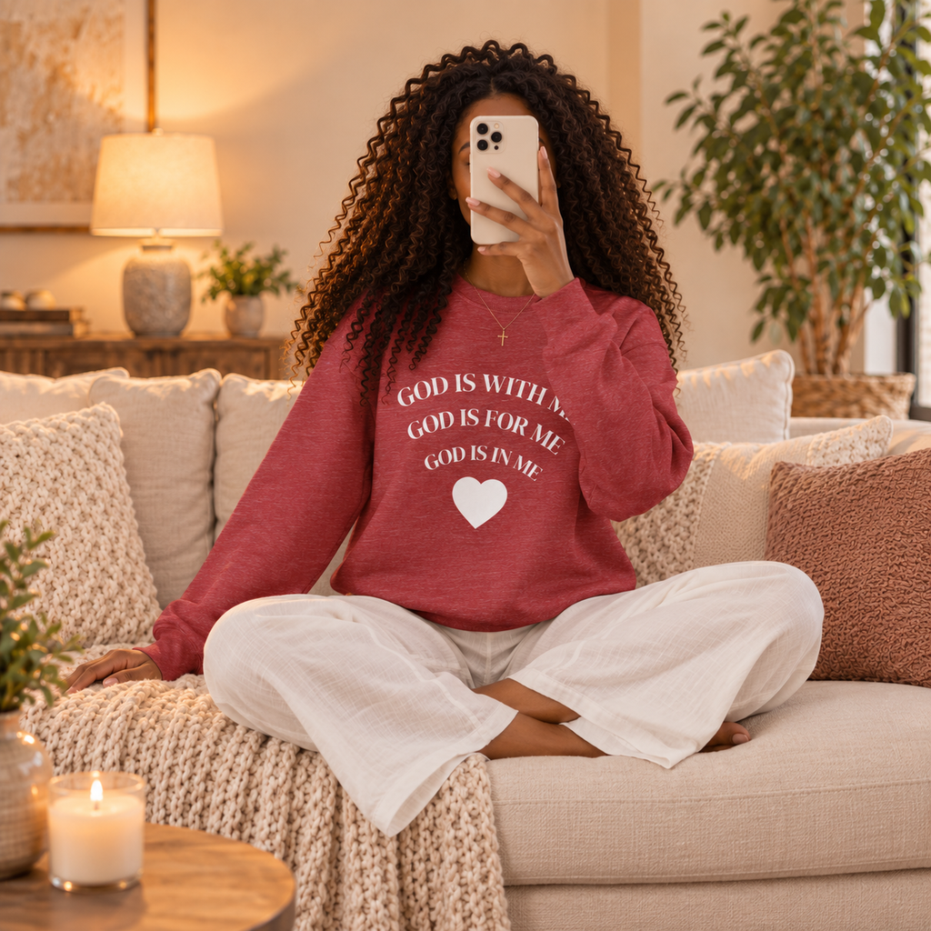 God Is With Me Christian Sweatshirt | Cozy Faith Crewneck | Christian Gift for Her