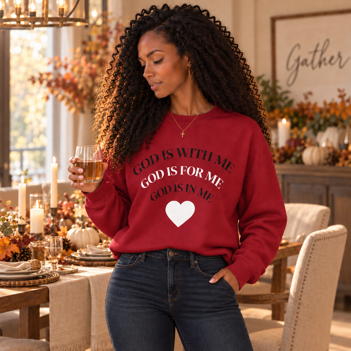 God Is With Me Christian Sweatshirt | Cozy Faith Crewneck | Christian Gift for Her