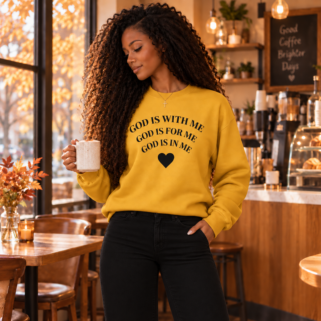 God Is With Me Christian Sweatshirt | Cozy Faith Crewneck | Christian Gift for Her