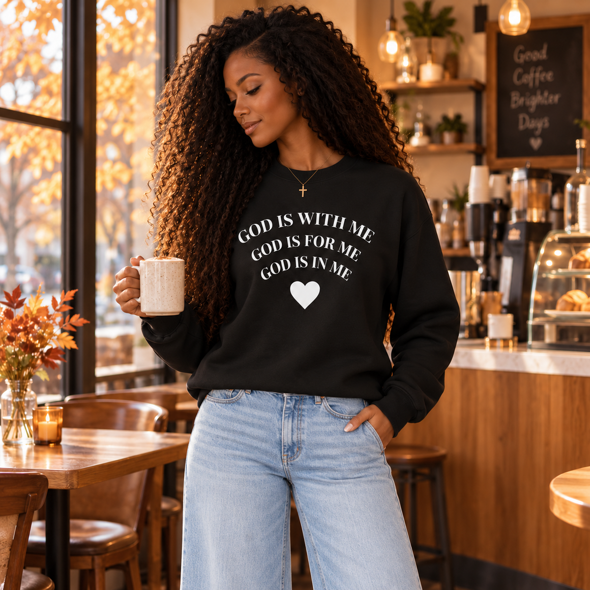 God Is With Me Christian Sweatshirt | Cozy Faith Crewneck | Christian Gift for Her